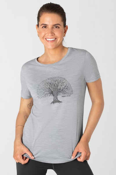 SUPER.NATURAL Print-Shirt »Merino T-Shirt W TREE OF KNOWLEDGE TEE« geruchshemmender Merino-Materialmix