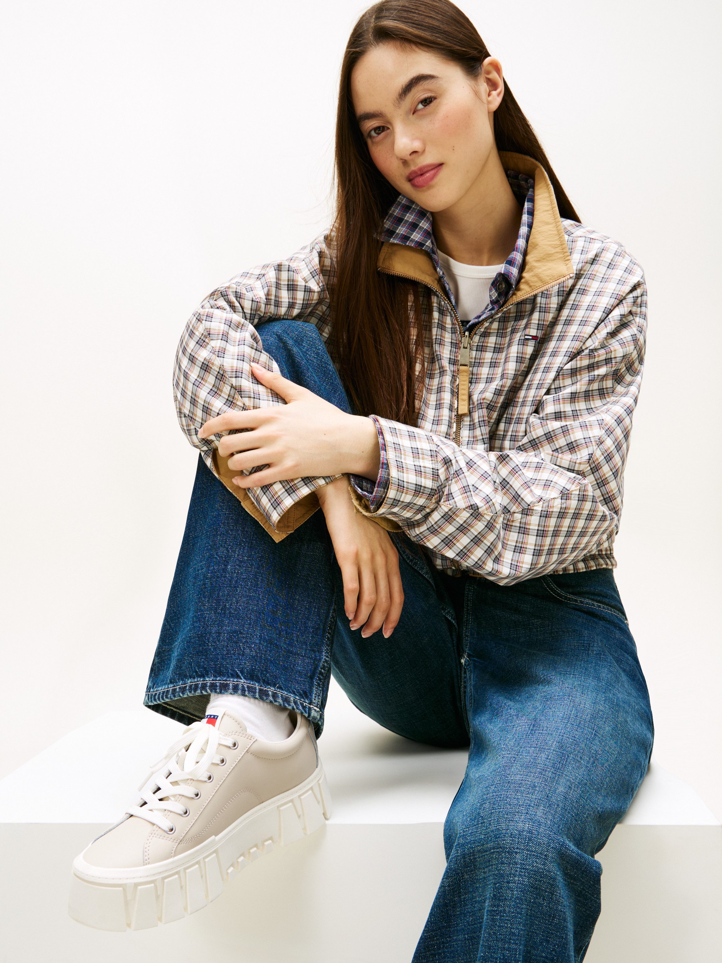 Tommy Jeans TJW VULC FLATFORM LEATHER Plateausneaker, Freizeitschuh, Halbschuh, Schnürschuh mit dezenten Ziernähten