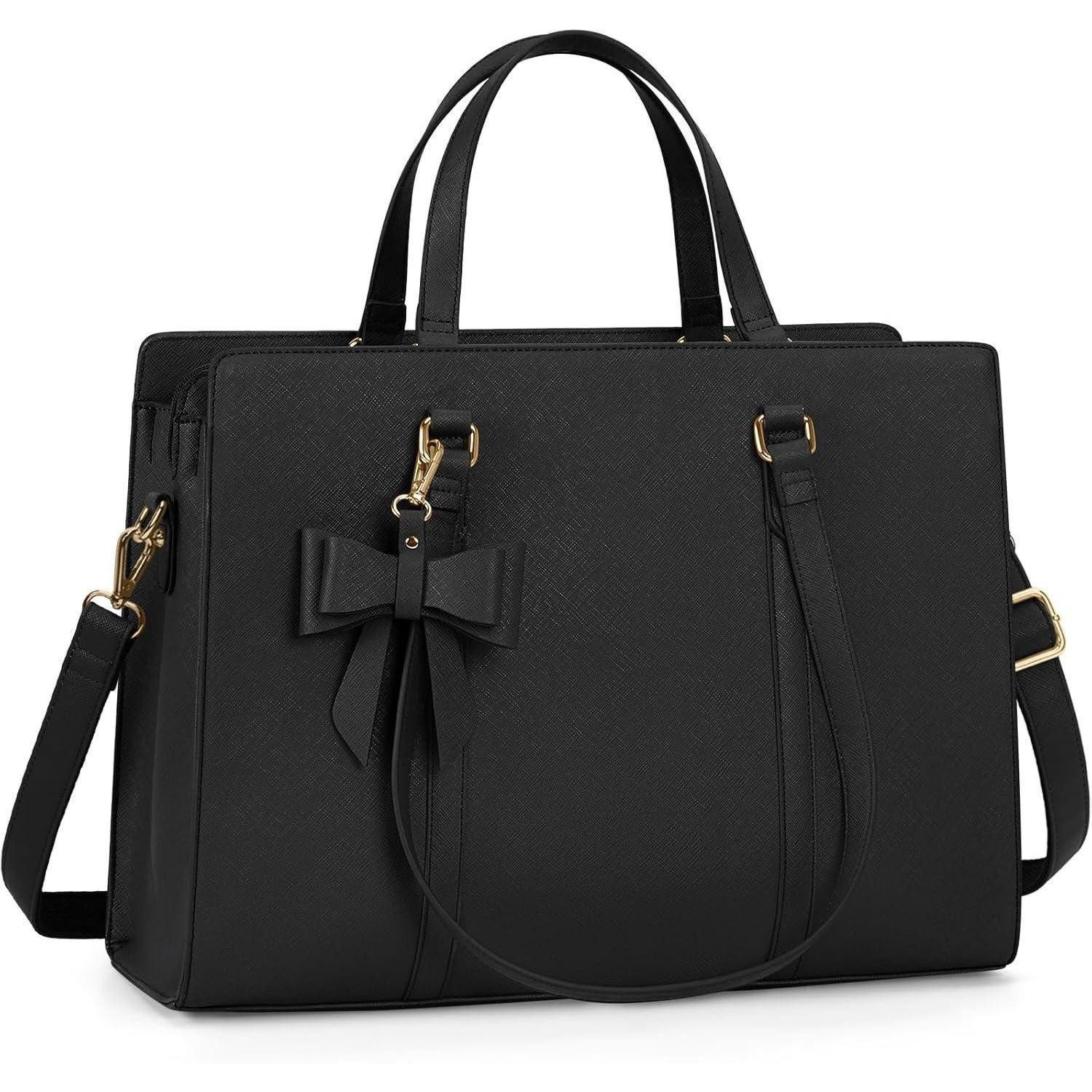 Laptoptasche Handtasche Damen Shopper Große Schwarz Laptoptasche 15.6 Zoll PU Leder
