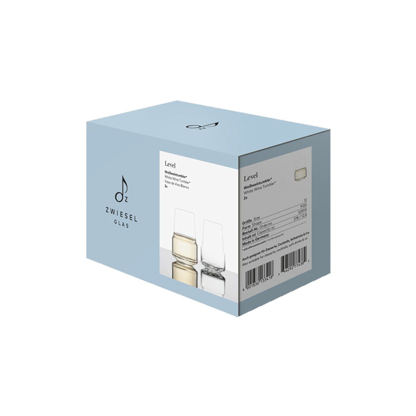 Zwiesel Glas Weißweinglas Level Weißwein Tumbler 2er Set, 2-tlg., Glas