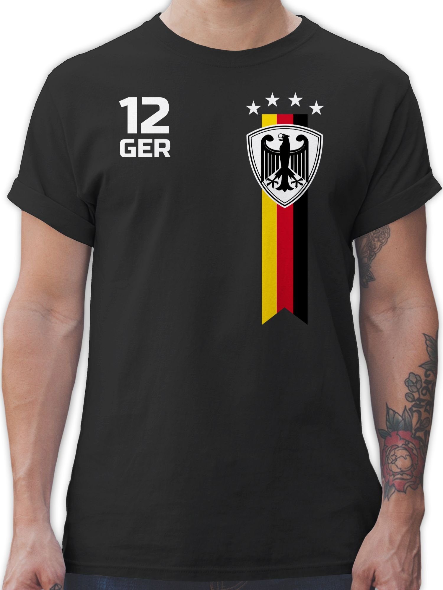 Shirtracer T-Shirt WM Fan Deutschland Fussball EM 2024 1 Schwarz
