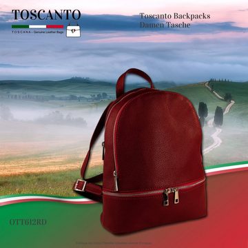 Toscanto Cityrucksack Toscanto Damen Cityrucksack Leder Tasche (Cityrucksack), Damen Cityrucksack Leder, dunkelrot, Größe ca. 32cm