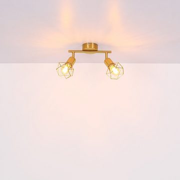 Globo Deckenspot, Leuchtmittel nicht inklusive, Deckenleuchte Spotlampe E14 Strahler schwenkbar Gitter gold 2 Flammig