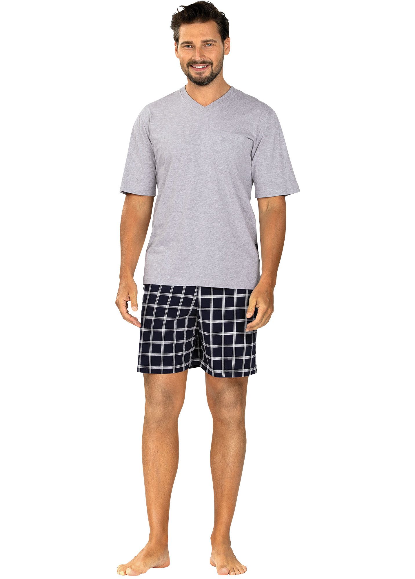 Comte Pyjama Herren-Shorty Single-Jersey Karo günstig online kaufen