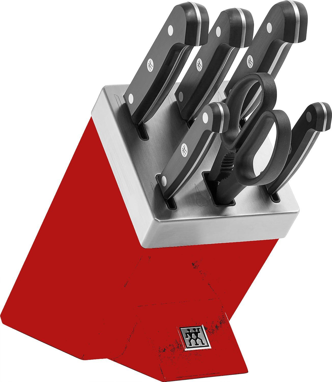 Zwilling Messerset Selbstschärfend Messerblock Gourmet Rot 7tlg, Messerblock