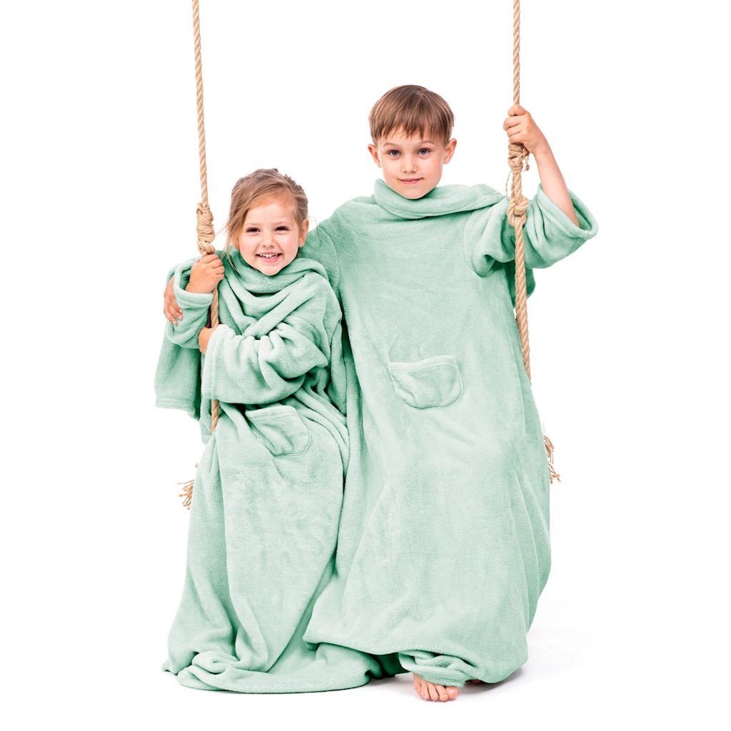 Ärmeldecke - Kuscheldecke Kids Kinder Tragbare Ärmeln, mit für DecoKing, TV peppermint Lazy Tagesdecke Blanket