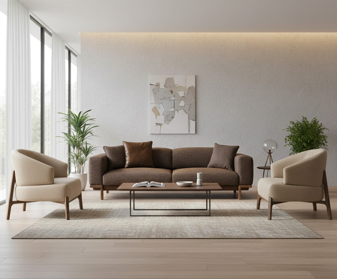 JVmoebel Polstergarnitur Elegantes Wohnzimmer-Set im modernen Stil: 3+1+1-Sitzer, (3-tlg)