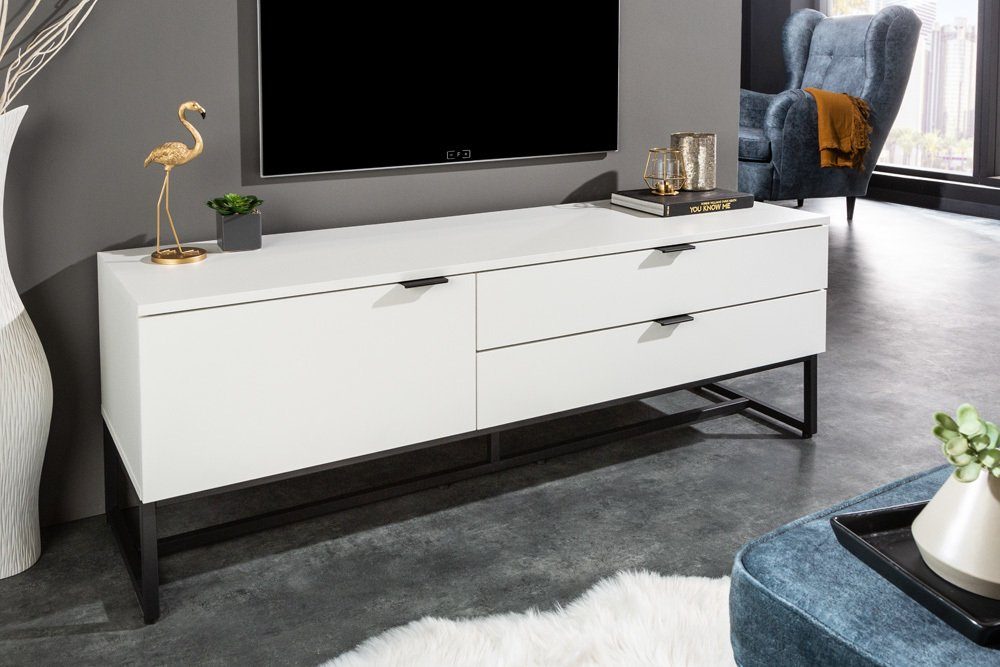 riess-ambiente TV-Board X7 140cm weiß / schwarz (1 St), Wohnzimmer ·  Holwerkstoff · Metall · Modern Design