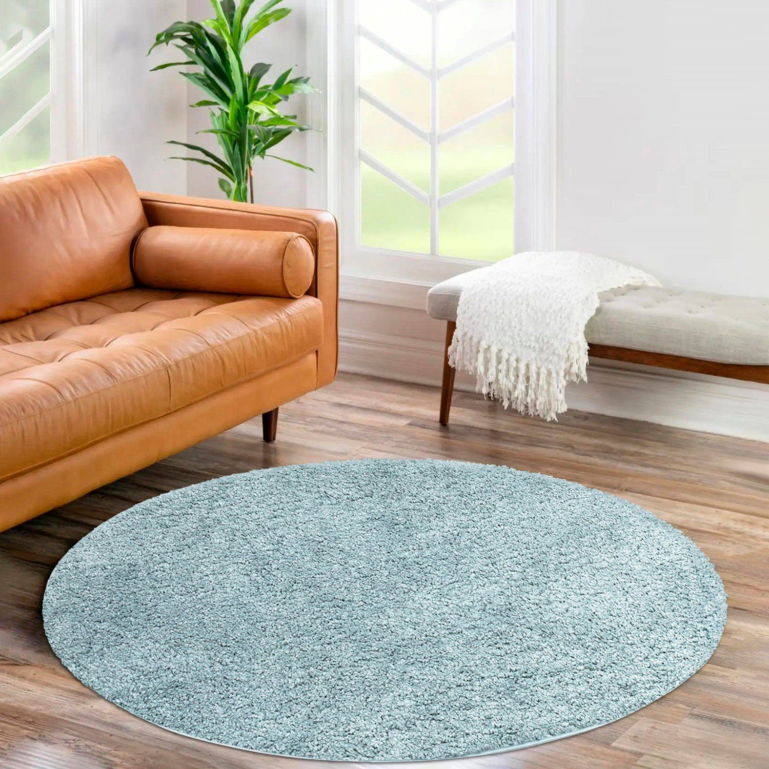 Carpet City Hochflor-Teppich City Shaggy, rund, Höhe: 30 mm, Teppich Langflor, Uni, Shaggy, flauschig-weich