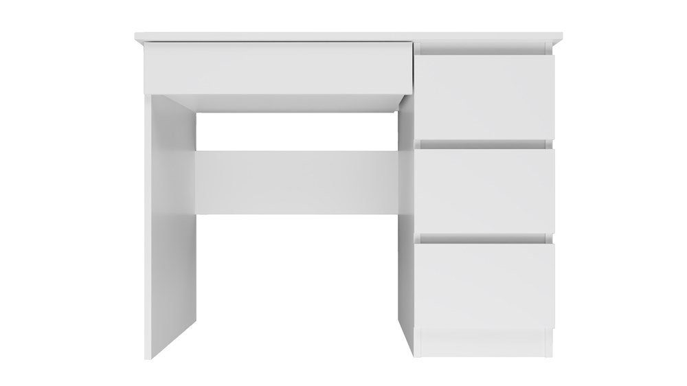 ibonto Computertisch Robuster Schreibtisch mit 4 Schubladen - Ideal für Büro & Wohnzimmer WEISS | Schreibtische