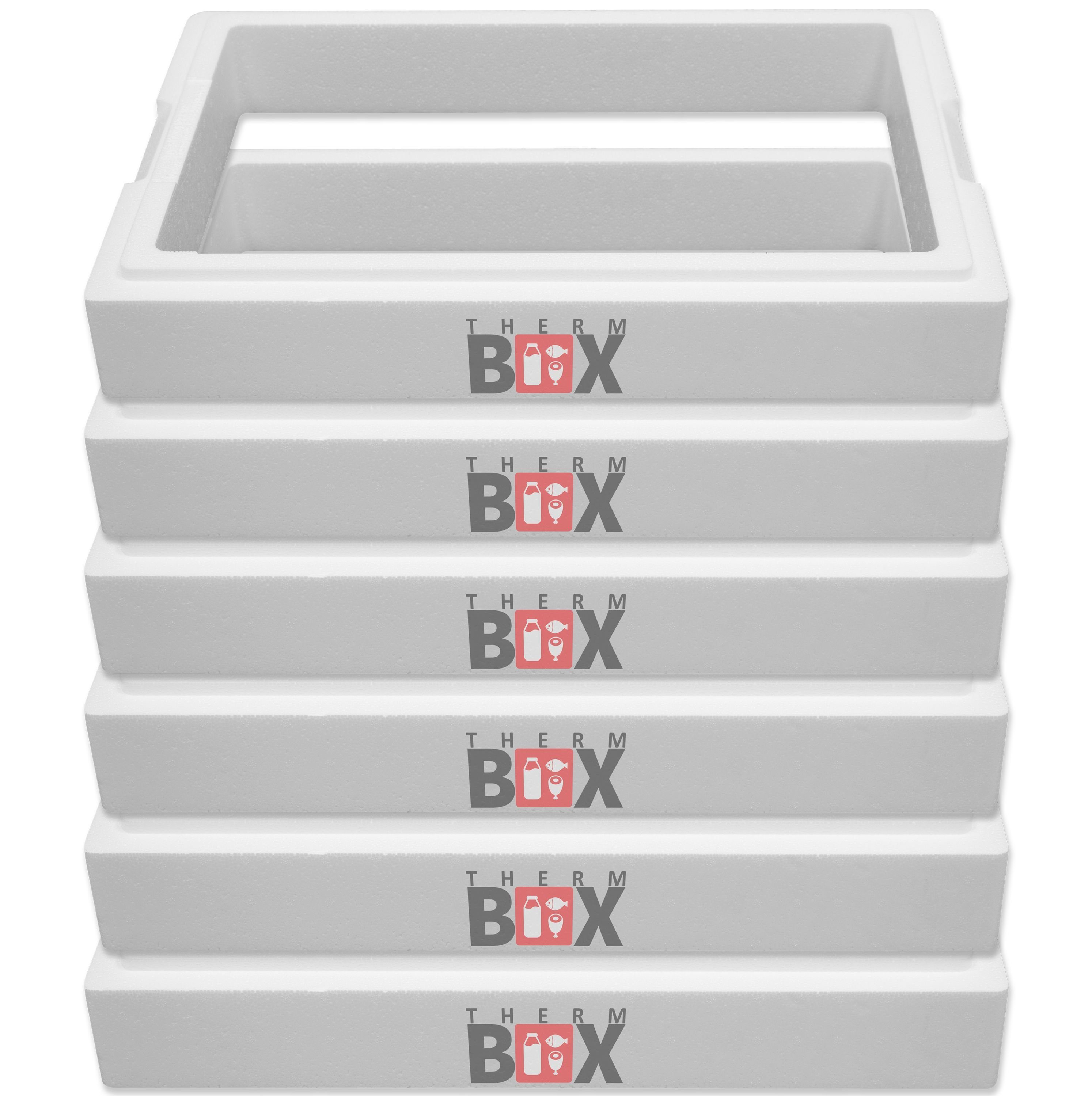 THERM-BOX Thermobehälter Modular 6x Zusatzring 11M Wand: 4,0 cm 11,9L  Innenmaß: 49x30x8cm, Styropor-Verdichtet, (6-tlg., 6 Zusatzringe),  Erweiterbar Isolierbox Thermobox Kühlbox Warmhaltebox