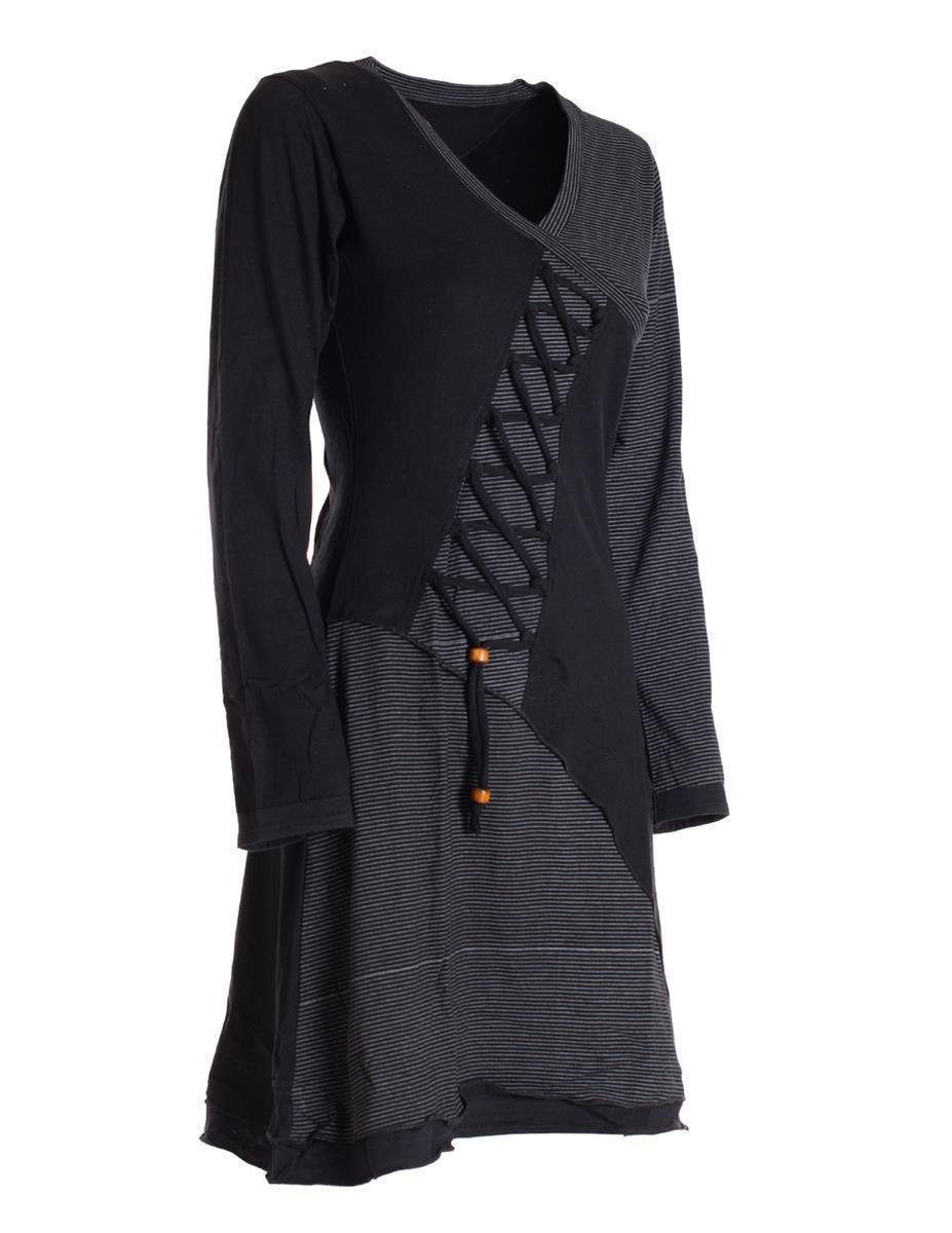 Vishes Jerseykleid Asymmetrisches Langarm Damen Baumwoll-Keid Shirt-Kleid Ethno, Elfen Style, Sweat-Kleid