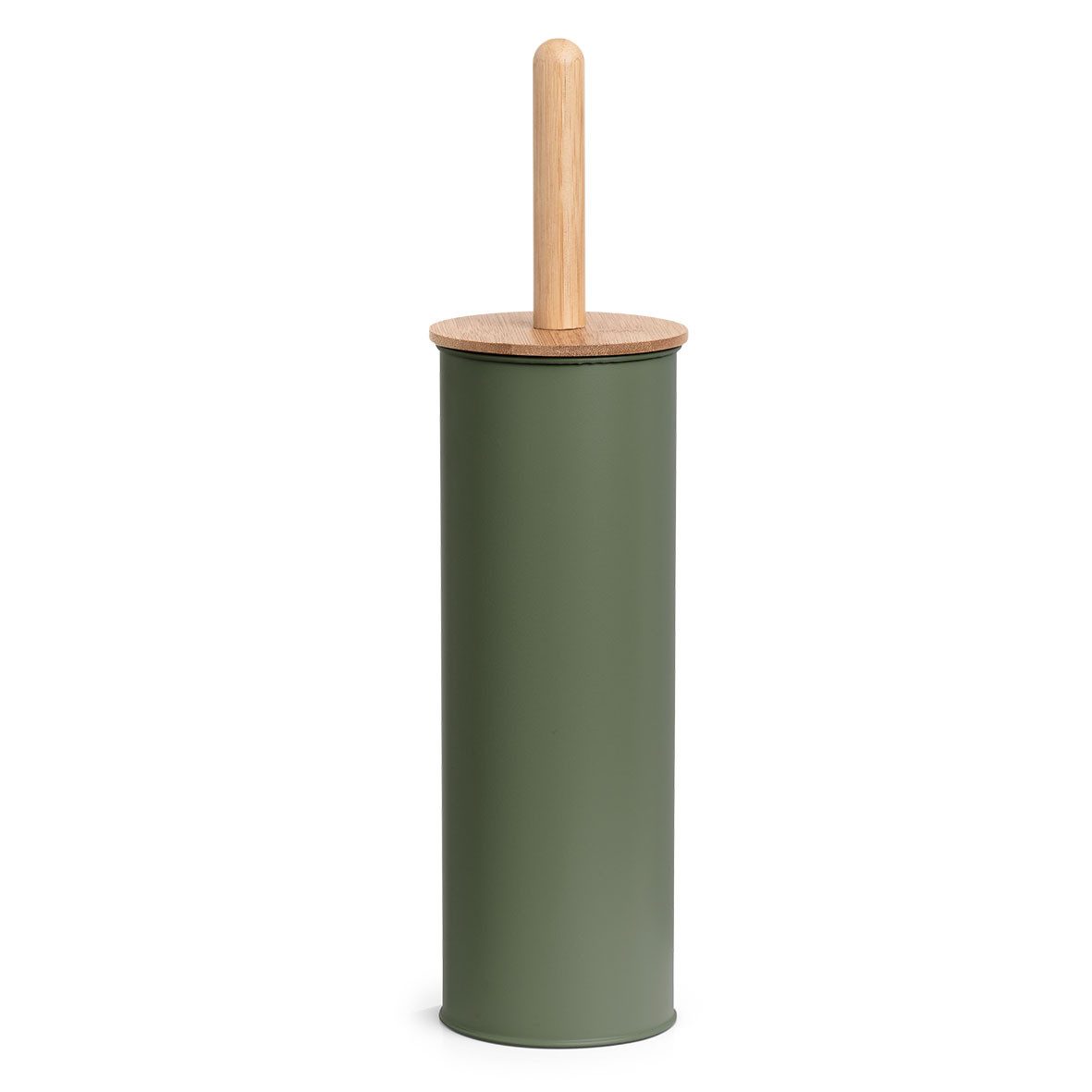 Basera® WC-Garnitur WC Bürstengarnitur aus Metall mit Bambusgriff, (1-tlg), olivgrün, Ø10 x 38,4 cm