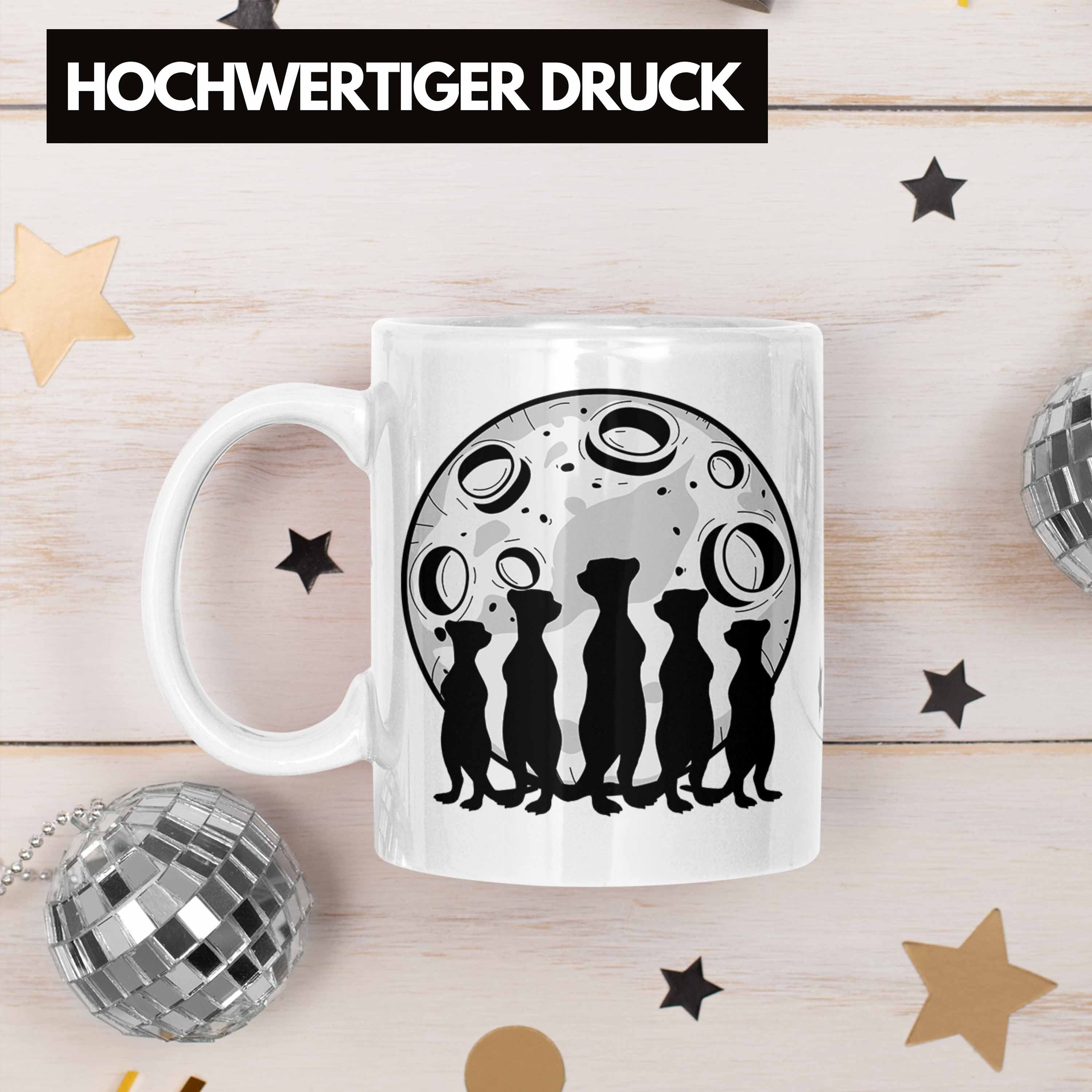 Trendation Tasse Lustige Erdmännchen Tasse Grafi Mond Geschenk Weiss für Erdmännchenliebhaber