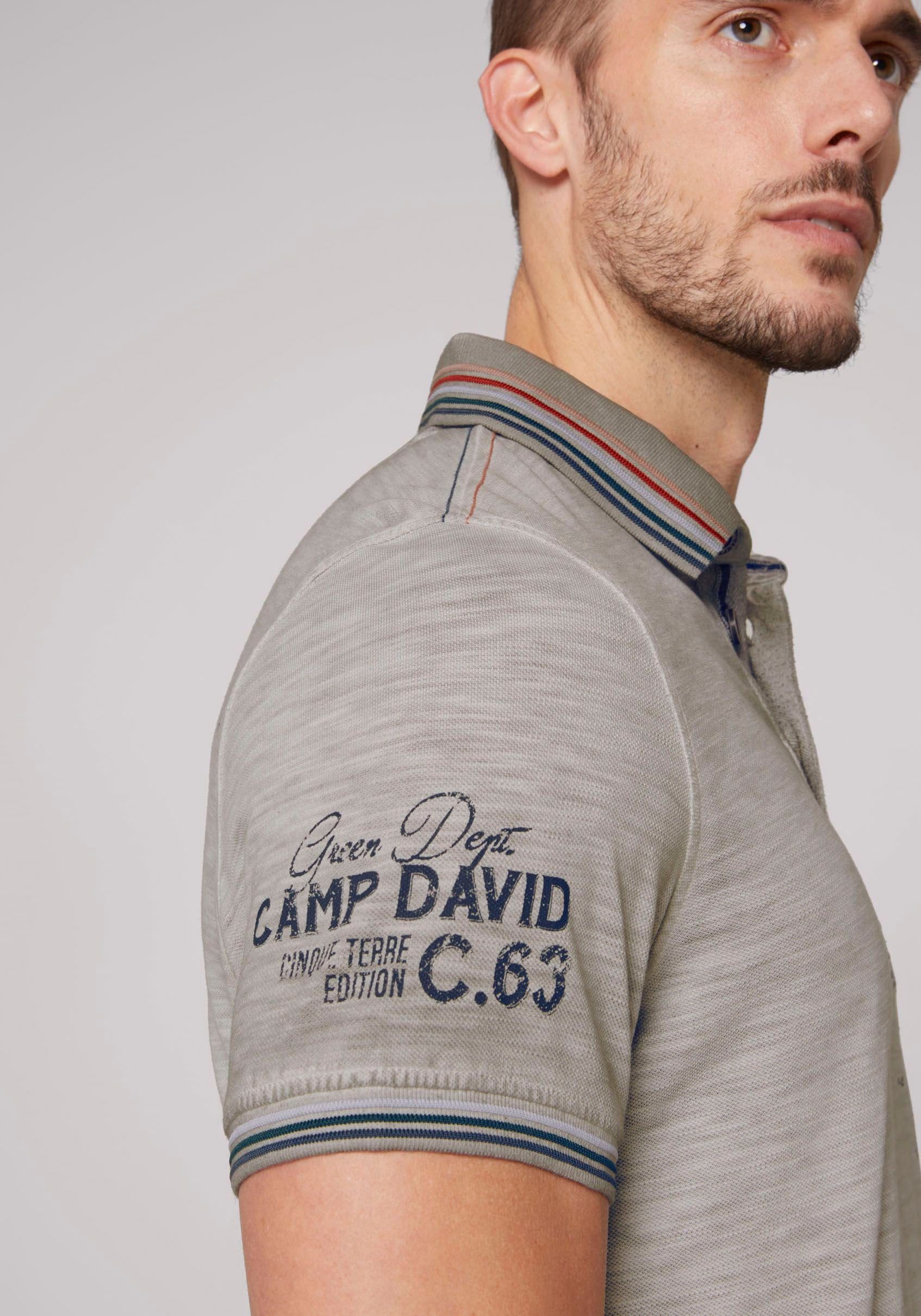CAMP DAVID Poloshirt mit Kontrastnähten grey new