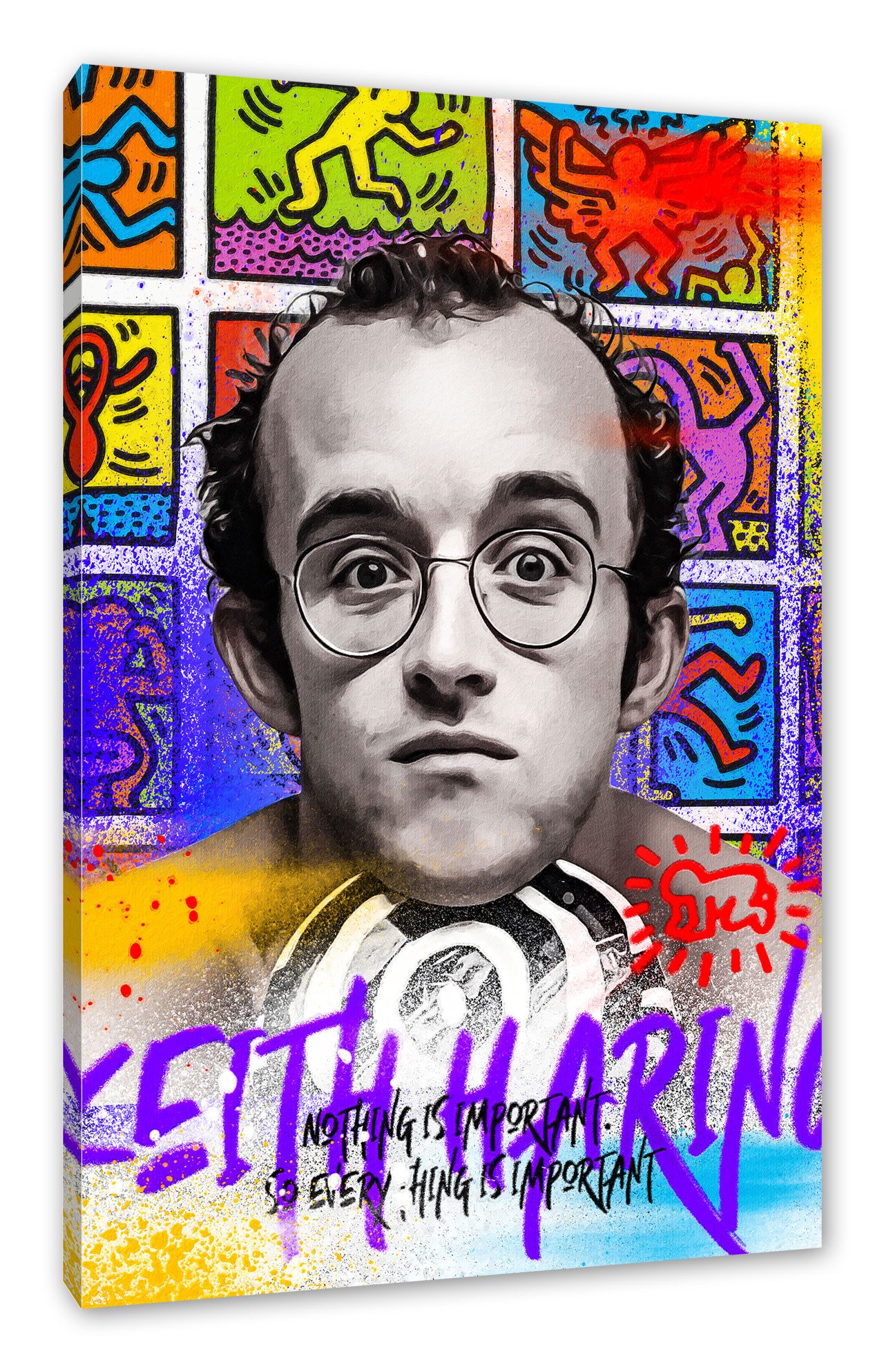 Pixxprint Leinwandbild Pop Art - Keith Porträt, Pop Art - Keith Porträt (1 St), Leinwandbild fertig bespannt, inkl. Zackenaufhänger