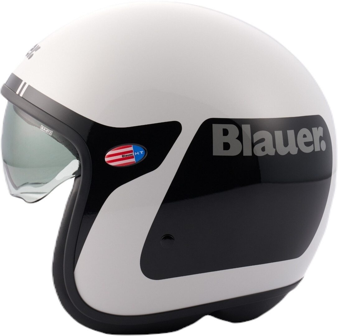 Blauer Motorradhelm Pilot GO Jethelm, integriertes Sonnenvisier