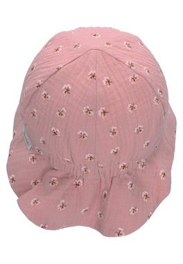 Sterntaler® Schirmmütze Sonnenhut Blumen (1-St., Sommerhut Baby bedruckt mit süßen Motiven) Kinderhut aus Baumwolle mit Nackenschutz und Bindeband