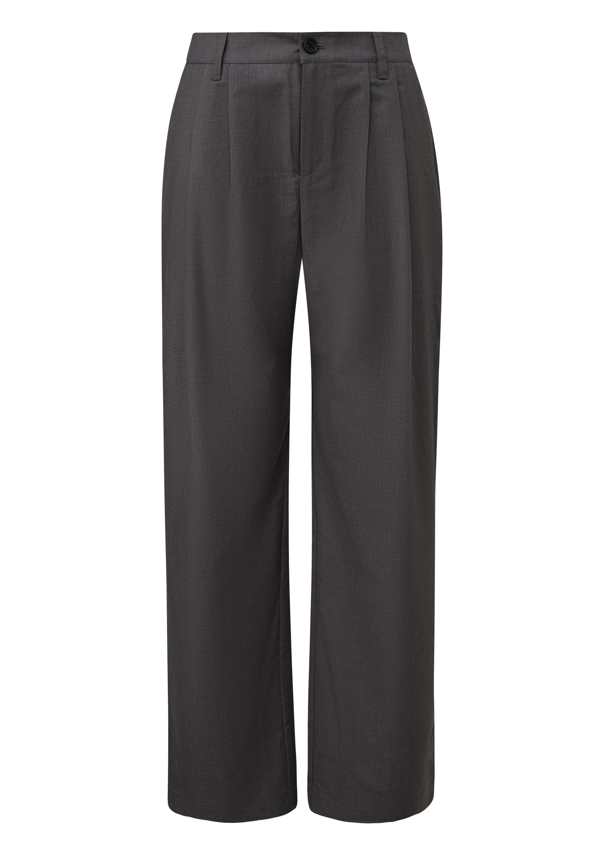 QS Chinos Hose Melierte Wide-Leg-Hose mit Bundfalte günstig online kaufen