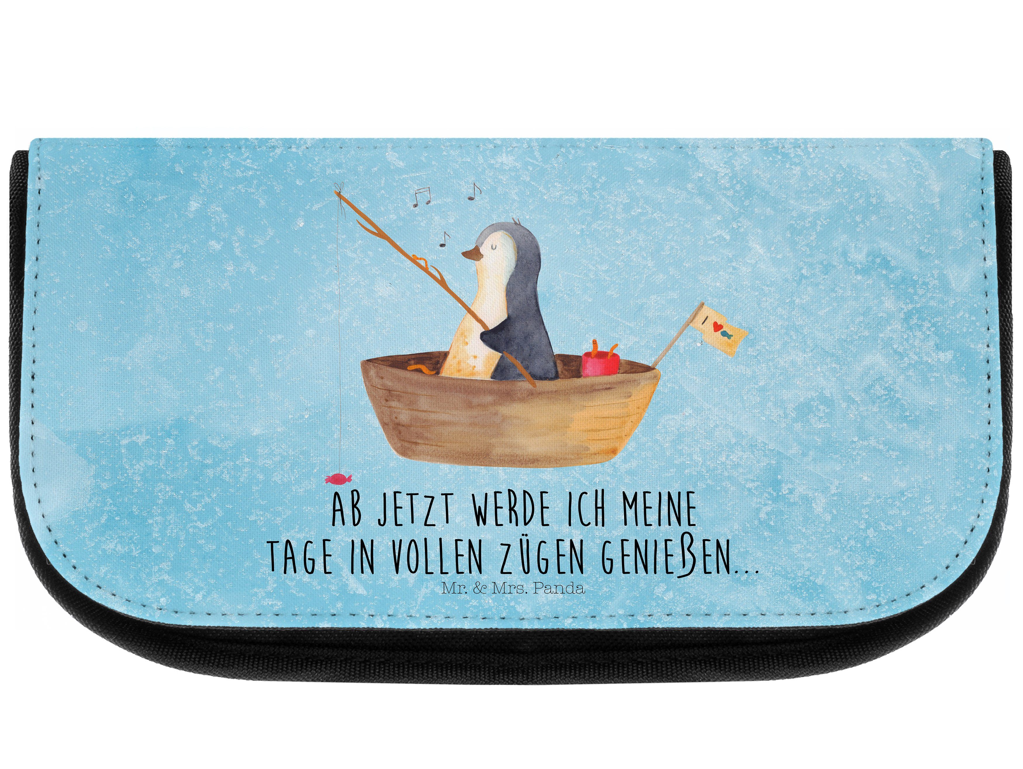 Mr. & Mrs. Panda Kosmetiktasche Pinguin Angelboot - Eisblau - Geschenk, verträumt, Kulturbeutel, Kosm (1-tlg)