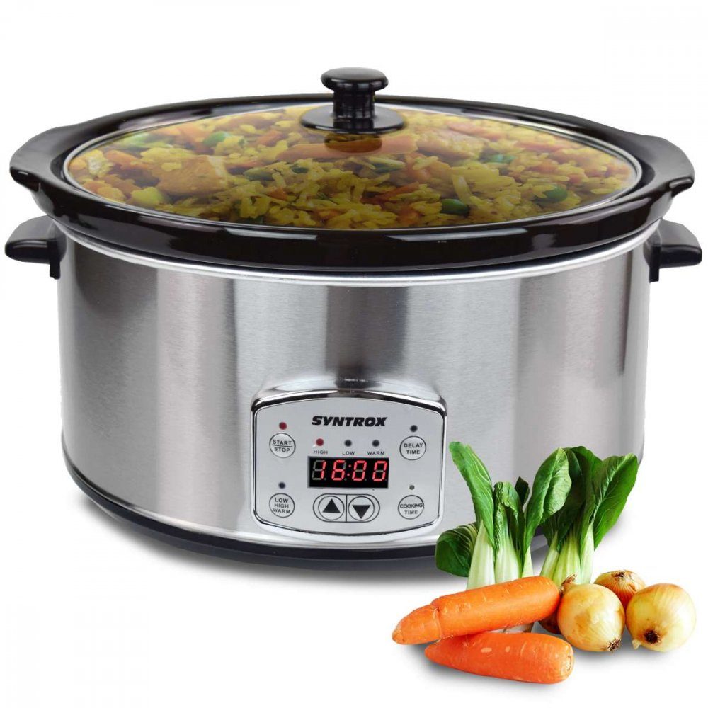 Syntrox Germany Schmortopf Syntrox Digitaler Slow Cooker 6,5 Liter mit Timer