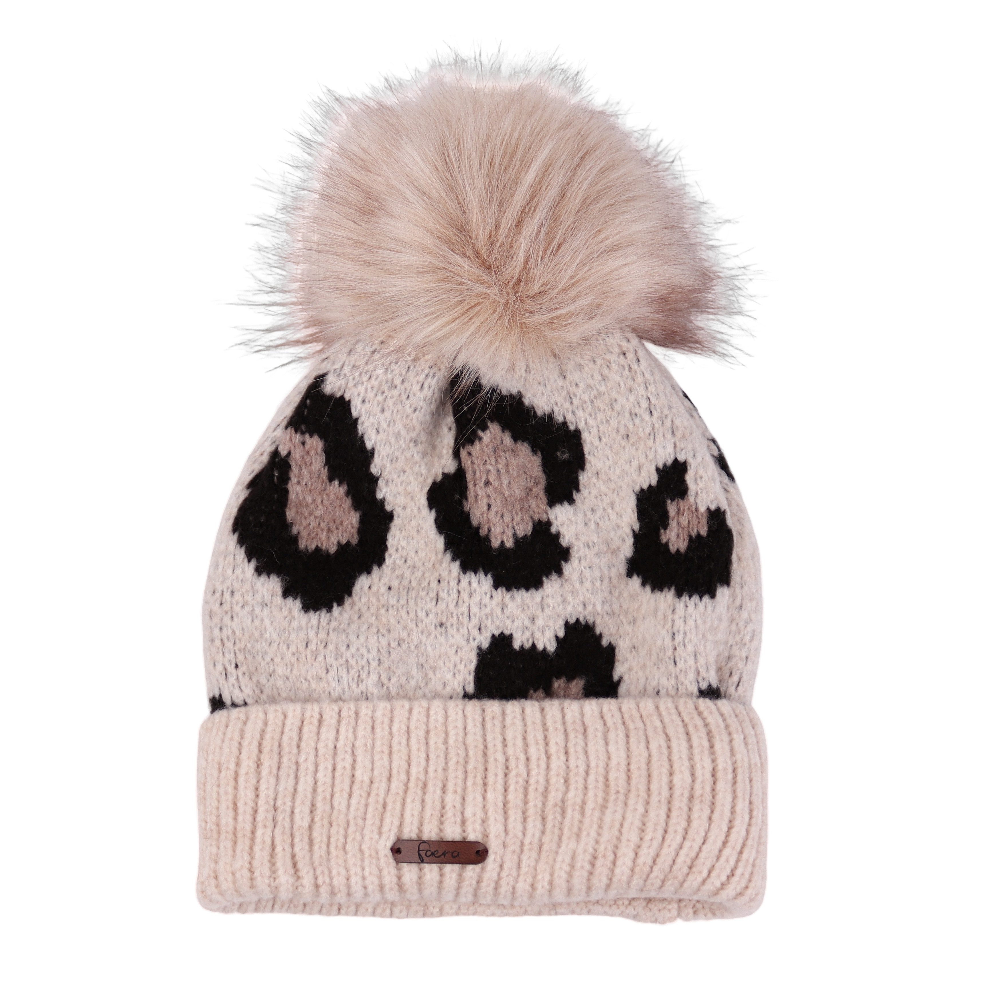 MIRROSI Bommelmütze Damen Mütze Strickmütze ONESIZE mit Bommel, Leo Leopard günstig online kaufen