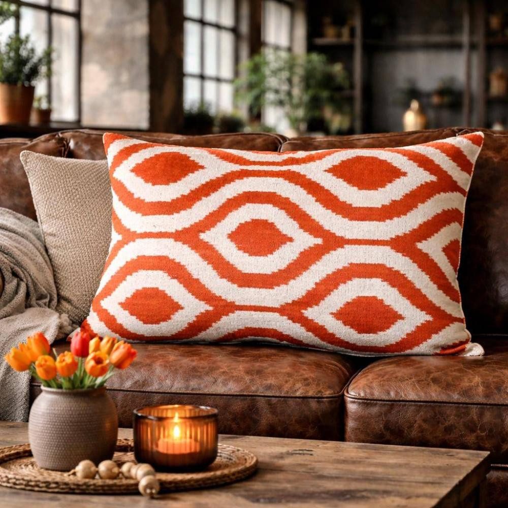 Thanks, A LOT Kissenhülle Thanks A LOT Kissenhülle Silk-Velvet Sunset Wave Orange-Offwhite 40 x