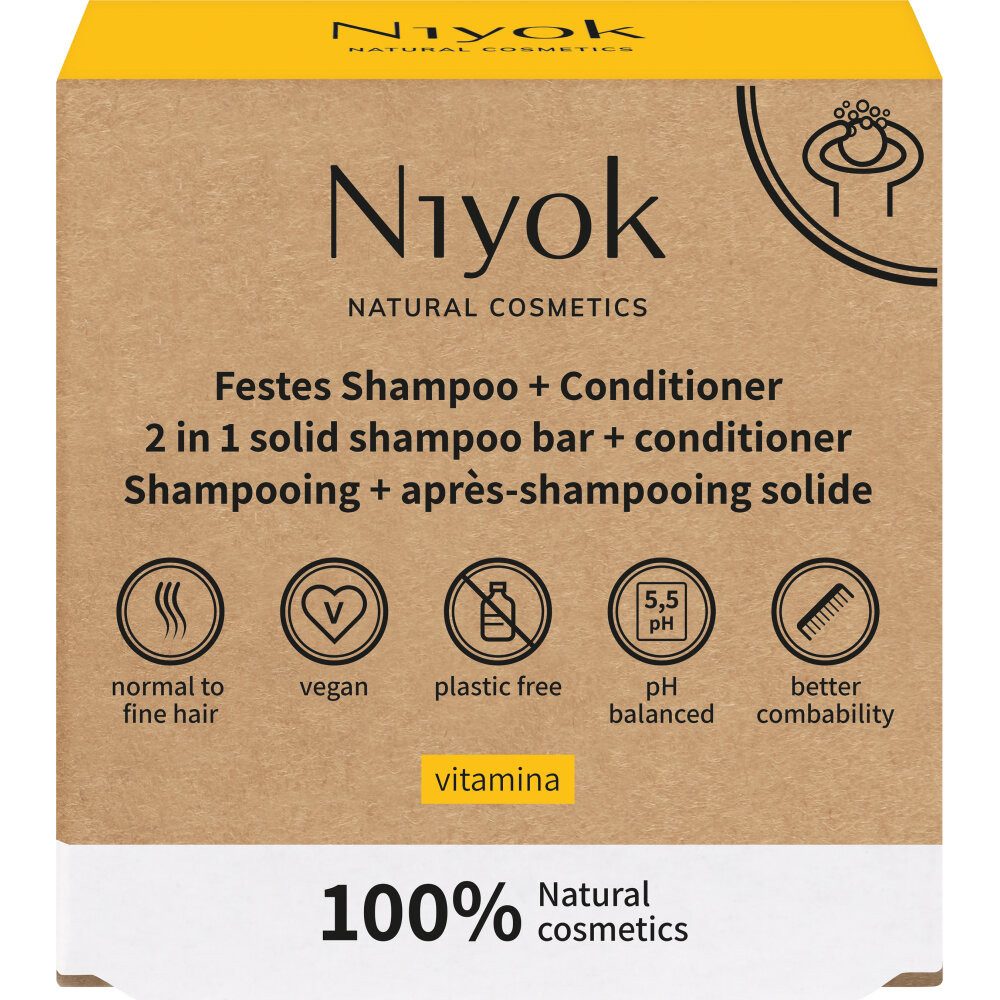 Niyok Festes Haarshampoo in festes Shampoo Conditioner Vitamina, 80 g