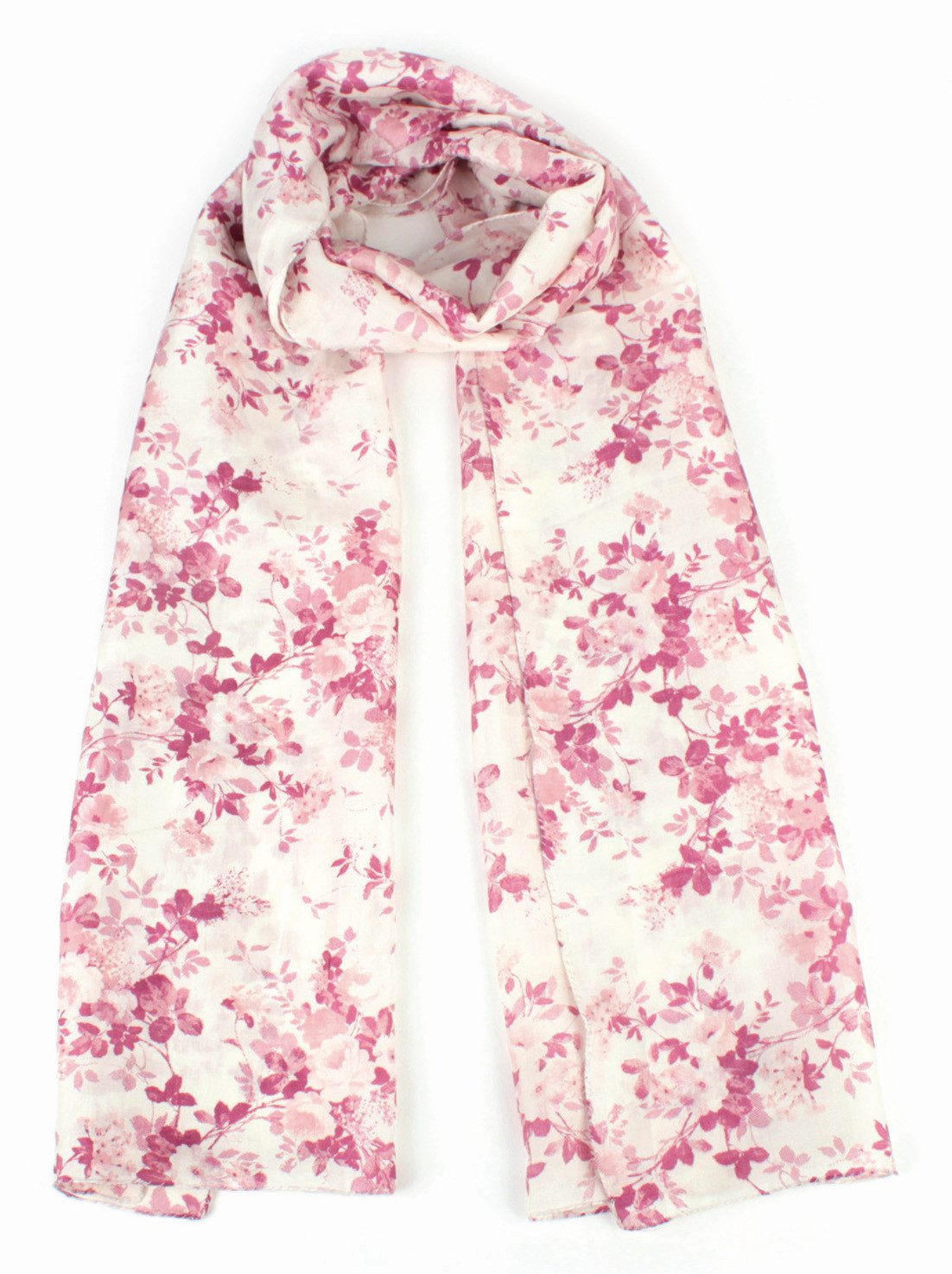 El Puente Seidenschal "Blütenprint" // weiß, rosa