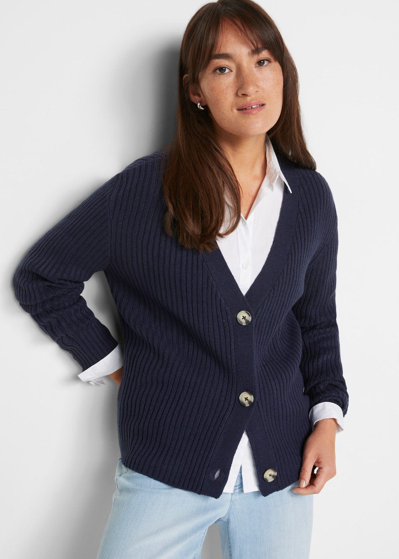 bonprix Strickjacke in Ripp-Optik
