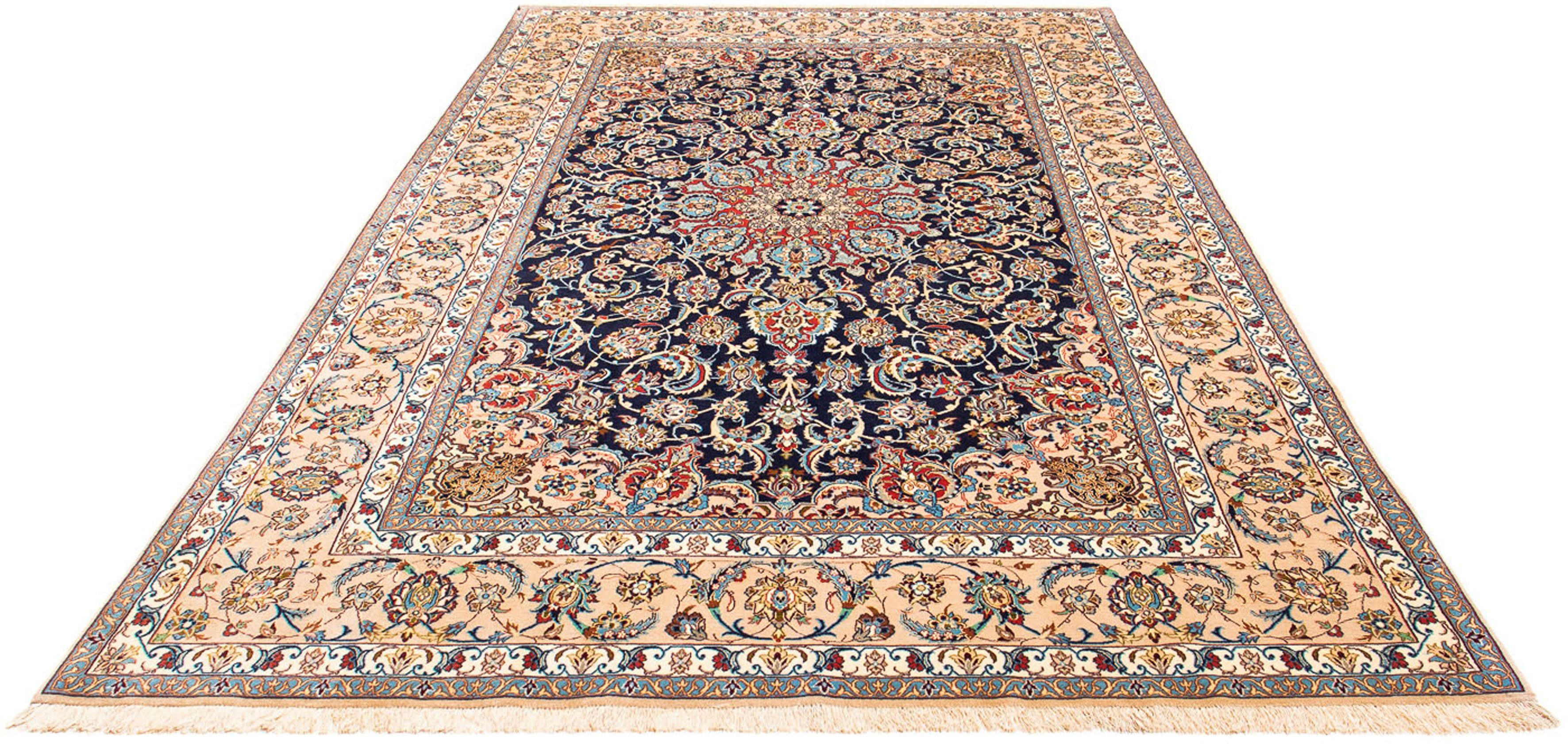 - 6 cm 200 - 308 mit Premium Isfahan rechteckig, x mm, dunkelblau, Zertifikat Handgeknüpft, Perser - Wohnzimmer, - Einzelstück Orientteppich Höhe: morgenland,