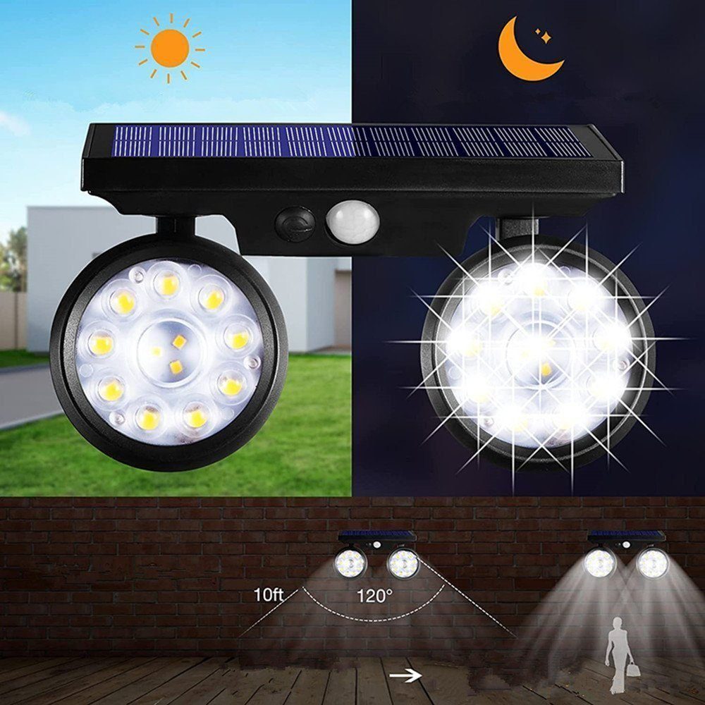 Coisini LED Solarleuchte 2Stk.24LED SpotStrahler Landschaftsbeleuchtung Superhell Solarmodu