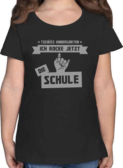 Shirtracer T-Shirt Tschüss Kindergarten ich rocke jetzt die Schule Einschulung Mädchen