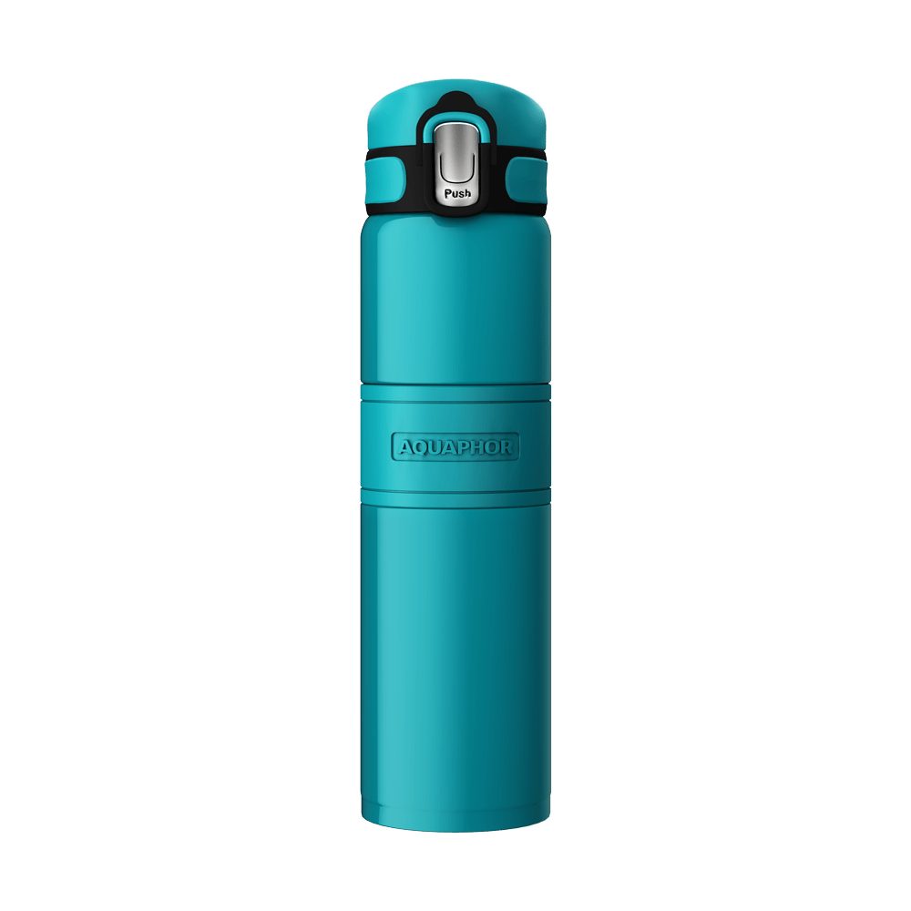 AQUAPHOR Thermoflasche aus Edelstahl 480ml - Edelstahl Trinkflasche GRÜN, Hält Ihr Getränk 6 Stunden lang heiß und 6 Stunden lang kalt. /