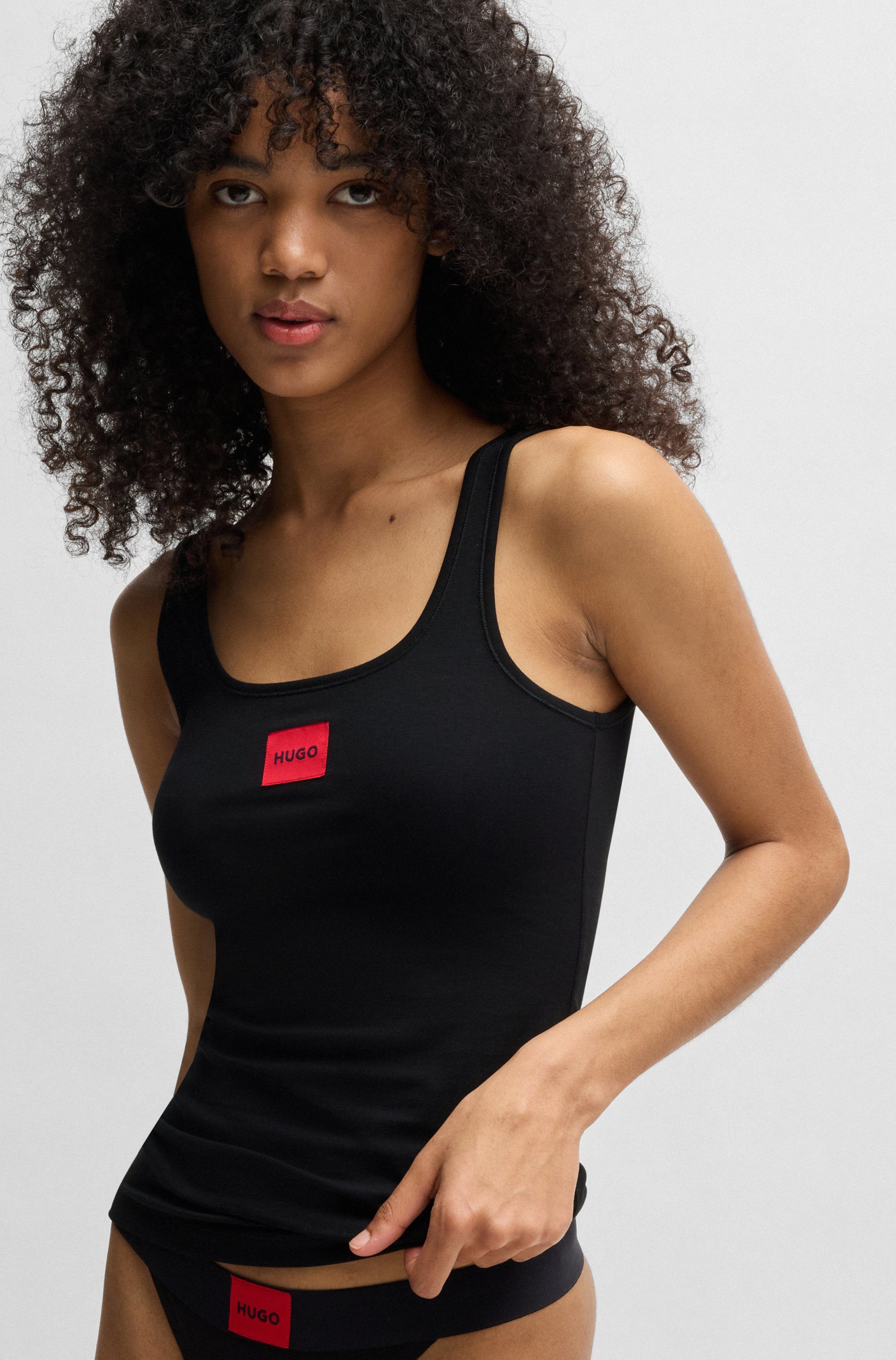 HUGO Trägertop VEST RED LABEL mit rotem Labelaufnäher