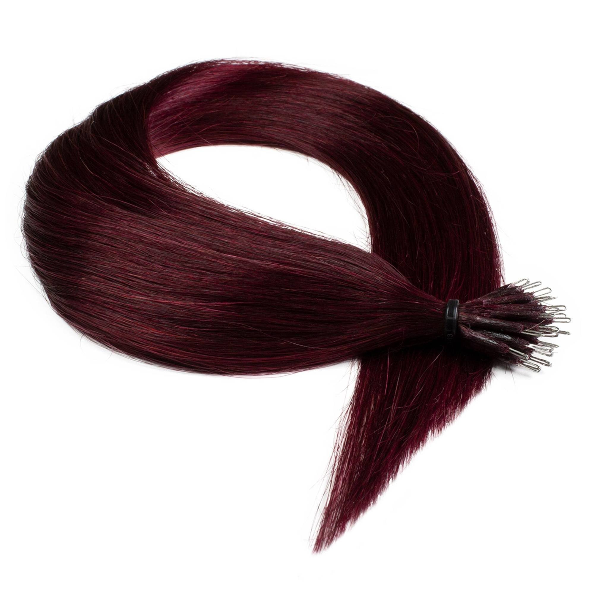 Extensions Violett Premium Hellbraun Echthaar-Extension hair2heart Nanoring 60cm #55/66