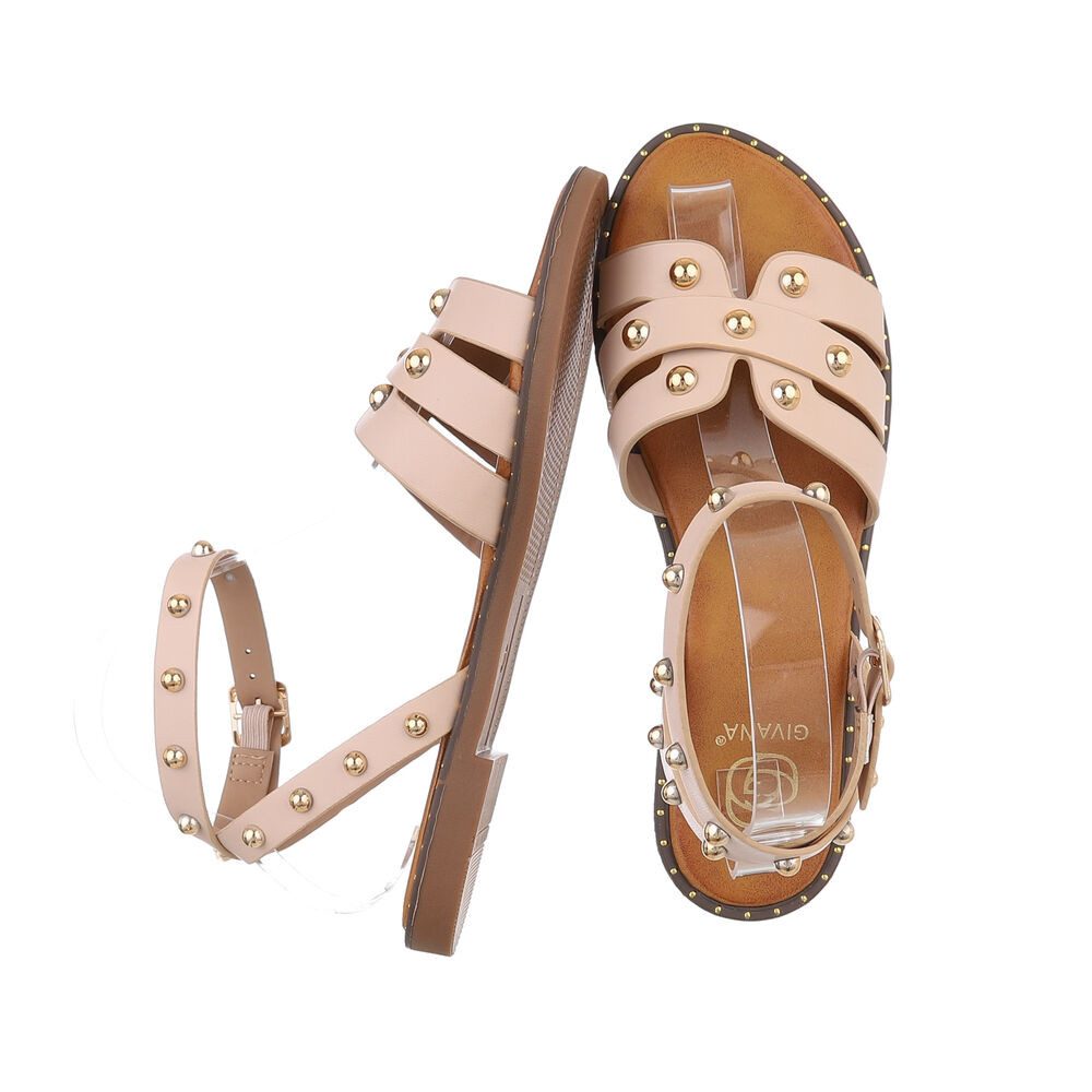 Ital-Design Damen Freizeit Riemchensandalette (86706512) Blockabsatz Riemchensandalen in Beige – Bild 2 von 4
