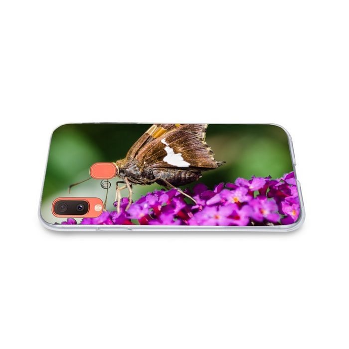 MuchoWow Handyhülle Schmetterling auf dem Schmetterlingsstrauch Handyhülle Samsung Galaxy A20e Smartphone-Bumper Print Handy QR11264