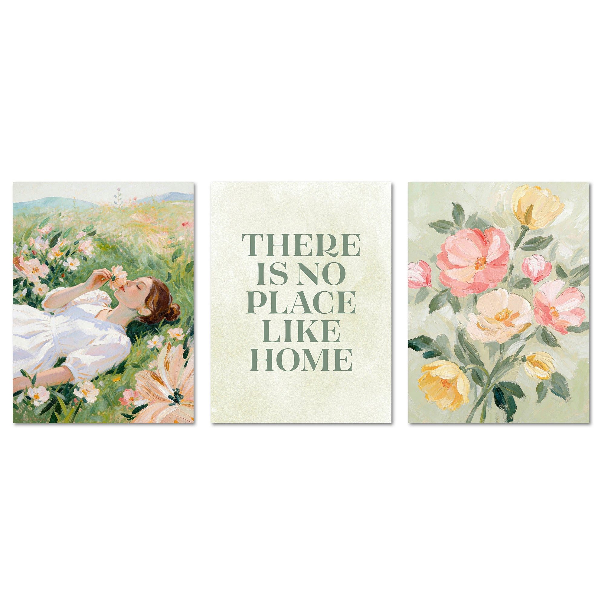 ARTFAVES Bilder-Collage Poster Set Abstract Green Art Trio I mehrteilige Bilderwand I Wandbild, (Wandbilder modern, 3 St)