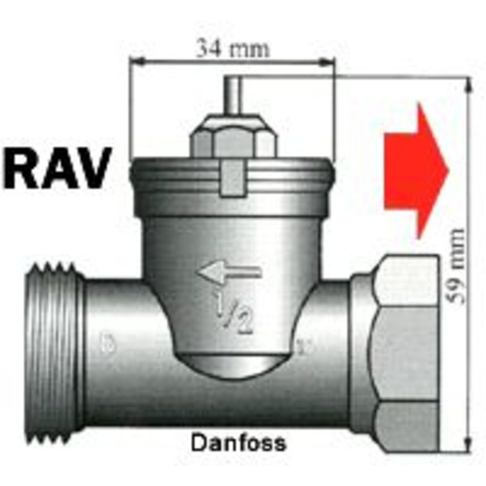 Heizkörperthermostat 700104 Passend Danfoss RAV Heizkörper-Ventil-Adapter für Heizkörper