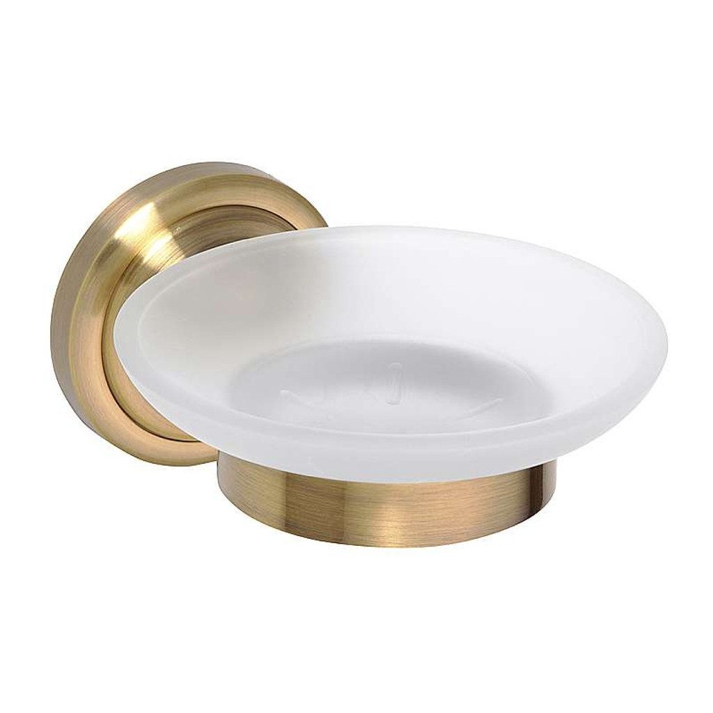 BRILLANTBAD® Seifenschale BETRO BRONZE Seifenschale Messing Glas Bronze Bad & Küche >> Bohren, Breite: 11 cm