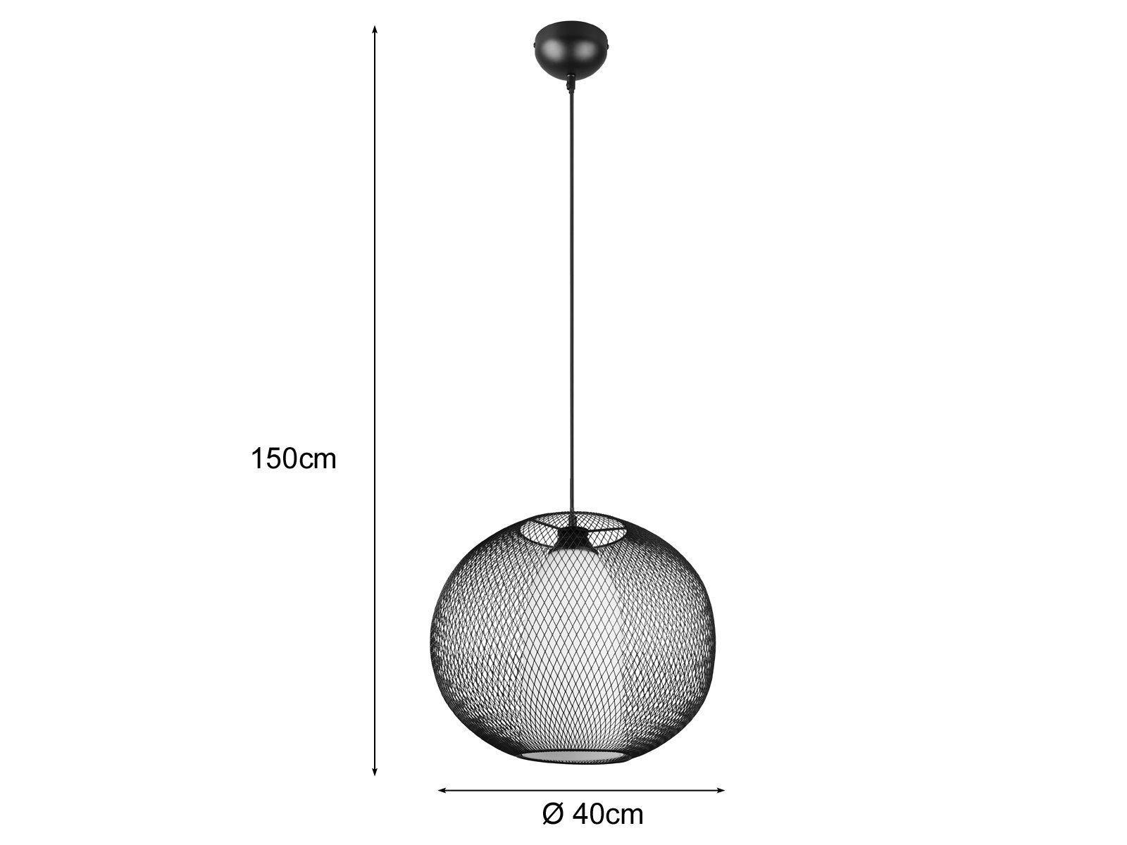 Ø40cm Gitter-lampe Esstisch & über-n Opal-glas, wechselbar, LED Dimmfunktion, Treppenhaus LED Pendelleuchte, meineWunschleuchte im Warmweiß, hängend