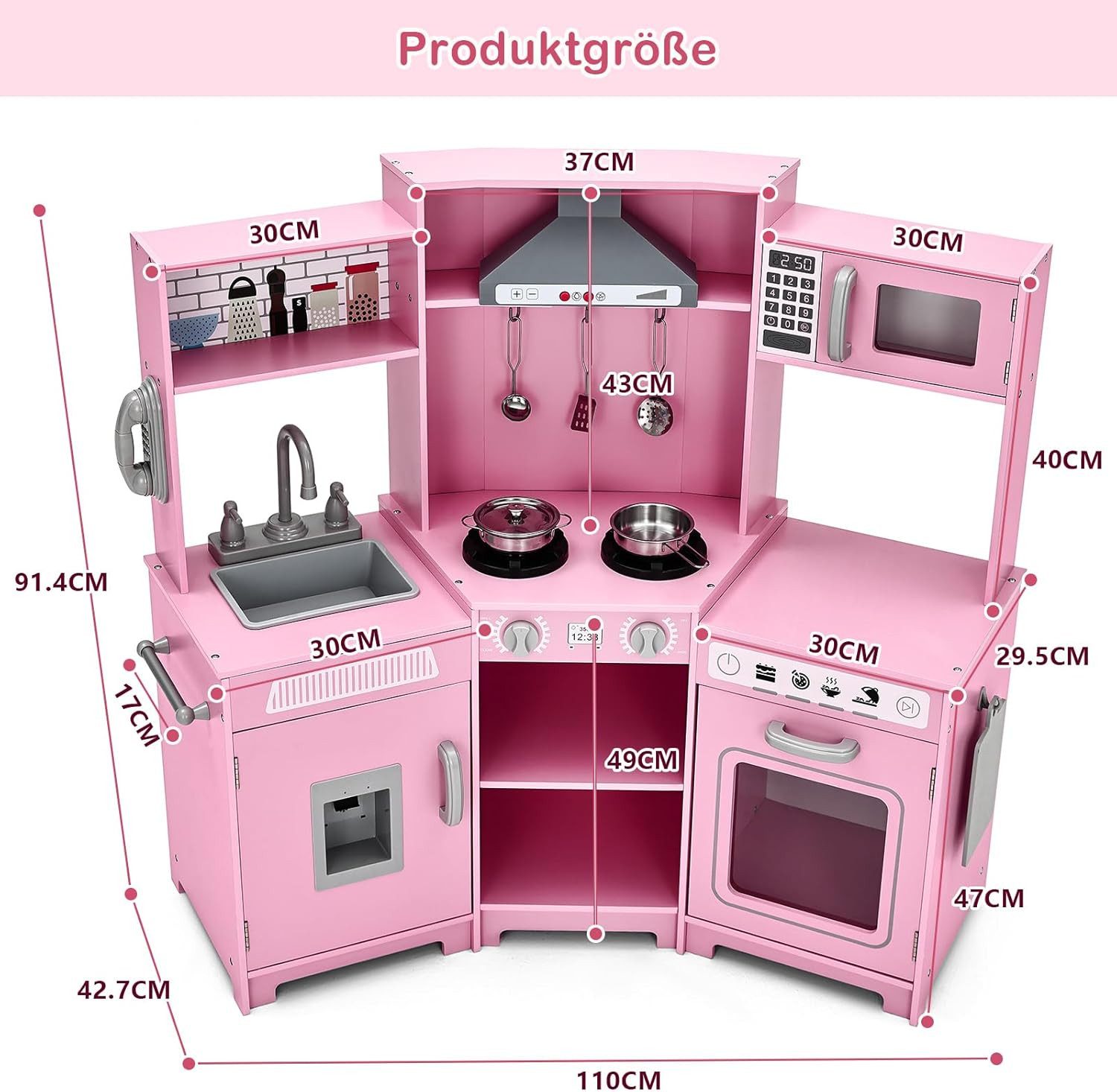 JOYLDIAS Spielküche Kinder Spielküche Holz, Ecke Holz Pretend Kinderküche S günstig online kaufen