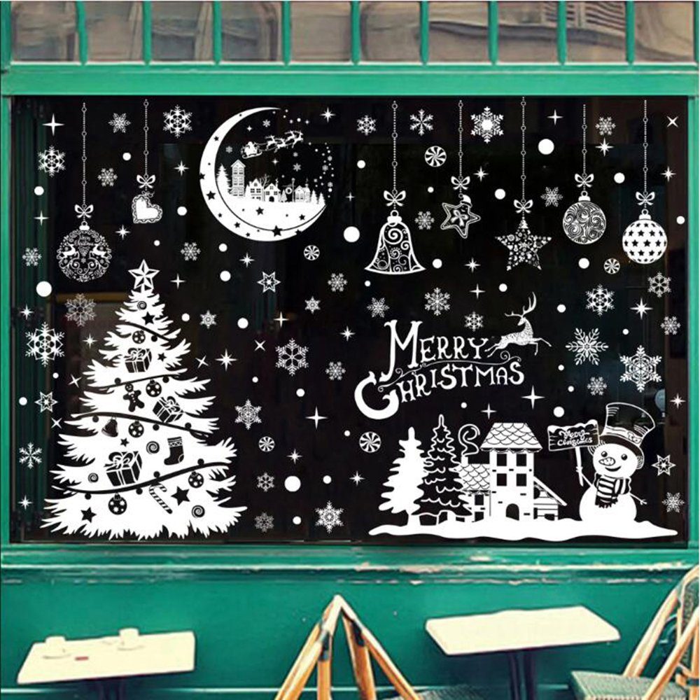 Coonoor Fenstersticker Fensteraufkleber Weihnachten Schneeflocken Weihnachtsdekoration