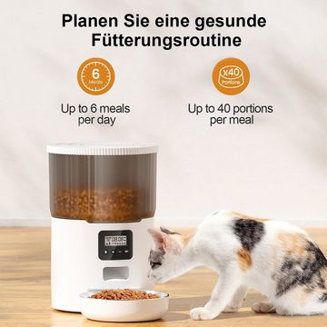 DOPWii Futterspender Futterautomat,Futterspender für Katzen & Hunde, 6 Mahlzeiten/Tag, 4 L