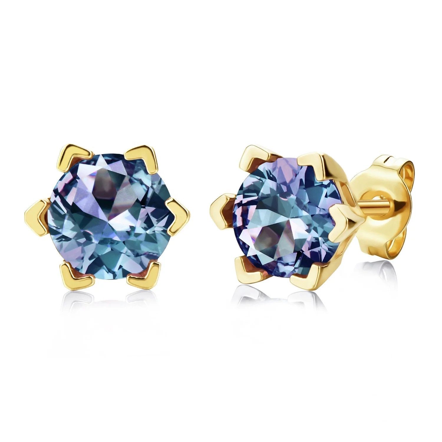 Runde Perlé Paar Ohrstecker klassische Ohrstecker, Stein Alexandrit, handge günstig online kaufen