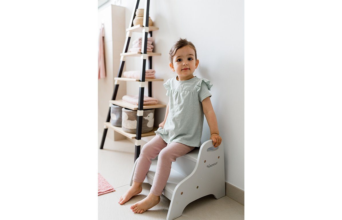 KINDSGUT Tritthocker für Kinder, Hellgrau, Umweltfreundlich
