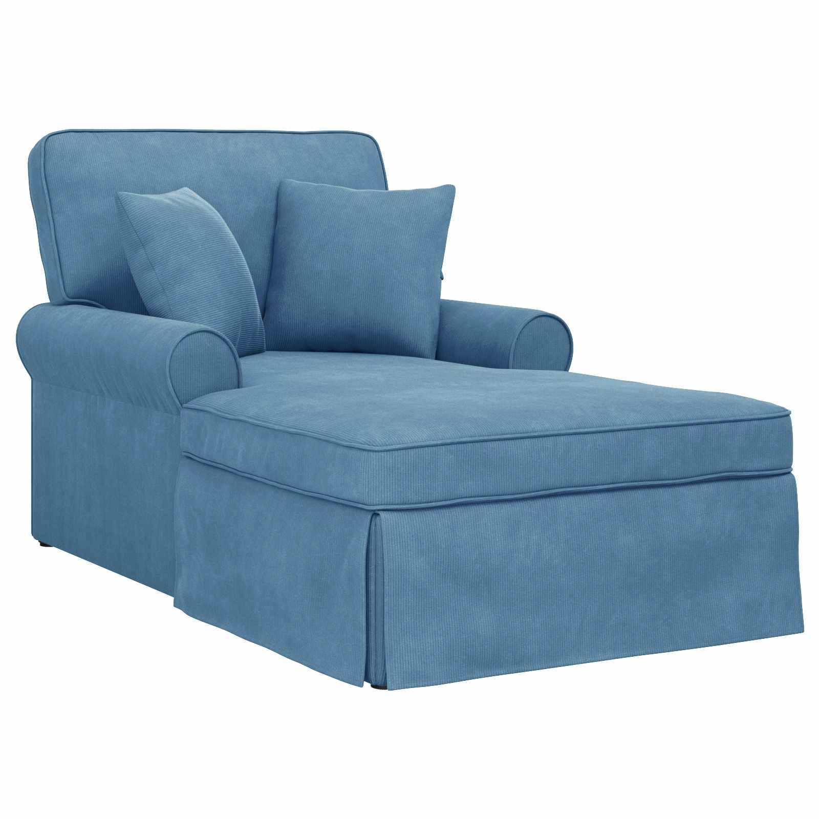 vidaXL Chaiselongue Chaise Lounge mit Rock mit Kissen 3 pcs Blau Cordstoff, 3 Teile