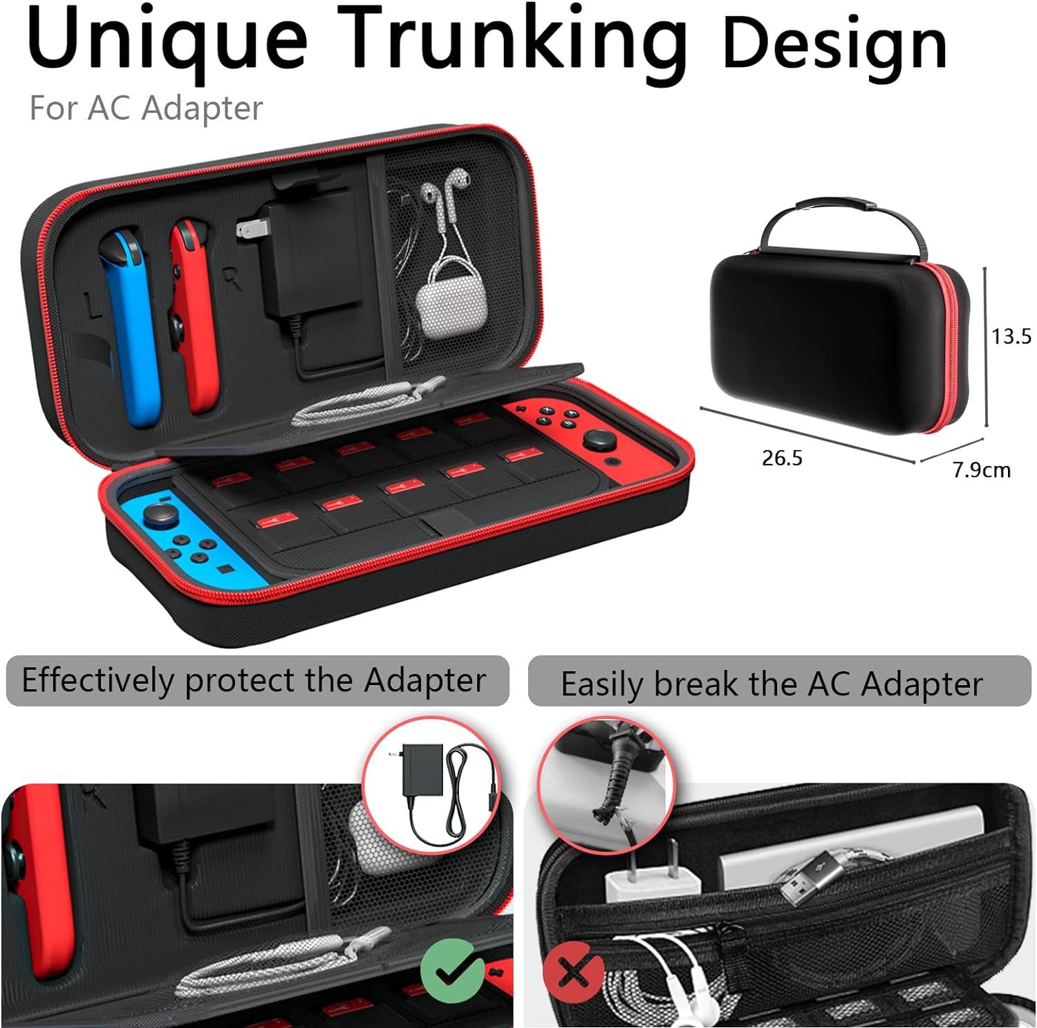 Refined Living Nintendo-Schutzhülle Carrying Case Compatible with Nintendo Switch/OLED,Game Case, Schutzhülle mit Aufbewahrung für 20 Spiele, Konsole & Zubehör – Bild 3 von 5