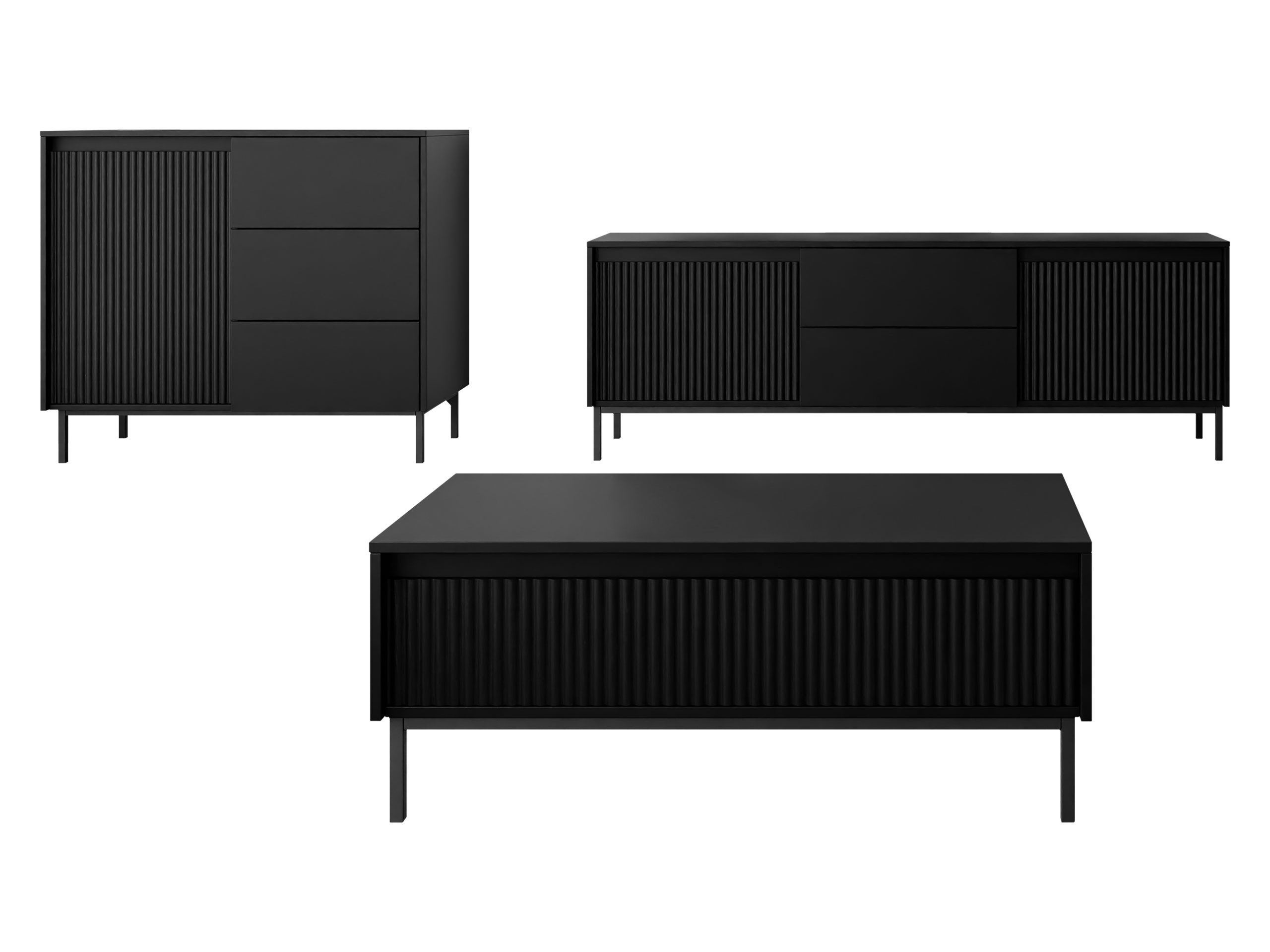 MIRJAN24 Wohnzimmer-Set Ozmi II, (Kommode, TV-Lowboard, Couchtisch), Griffloses Öffnungssystem push to open